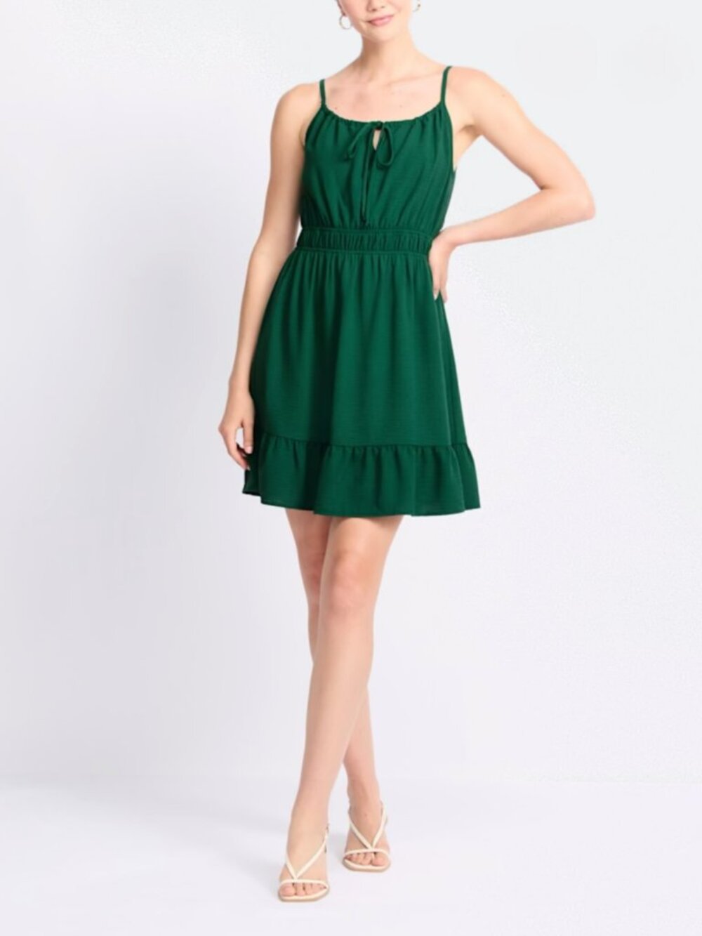 Never Worn Gilli Emerald Green Tie Front Mini Dress Size Large